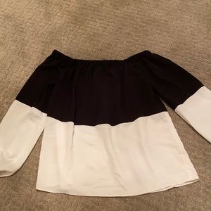 Black and white strapless top